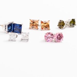 Ross Simons set of 5 lab grown gemstone earrings basket style